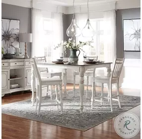 Camellia Manor Antique White And Weathered Bark Spindle Back Counter Chair Set of 2