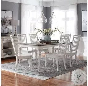 Magnolia Manor Antique White And Weathered Bark Spindle Back Side Chair Set of 2