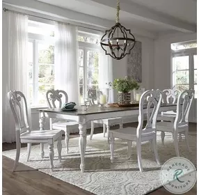 Camellia Manor Antique White And Weathered Bark Splat Back Side Chair Set of 2