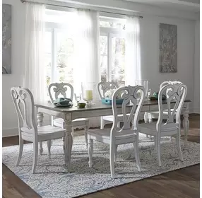 Southern Manor Antique White and Weathered Bark 7 Piece Extendable Dining Set