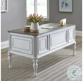 Magnolia Manor Antique White And Weathered Bark Writing Desk
