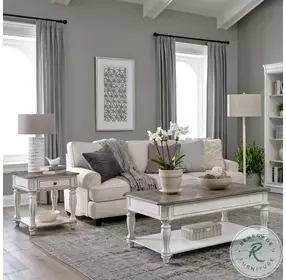 Magnolia Manor Antique White And Weathered Bark Rectangular Cocktail Table