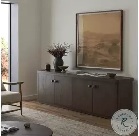 Valen Rustic Brown Oak Veneer 4 Door Sideboard