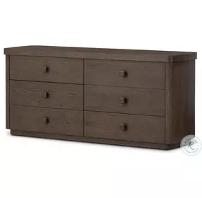 Valen Rustic Brown Oak Veneer 6 Drawer Dresser