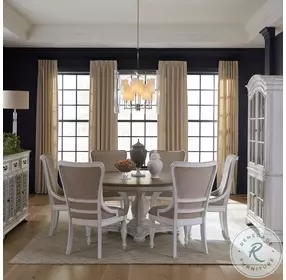 Magnolia Manor Antique White Base And Weathered Bark 72" Round Dining Table