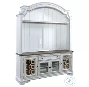 Magnolia Manor Antique White And Weathered Bark 74" Entertainment Center
