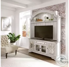 Magnolia Manor Antique White And Weathered Bark 74" TV Stand