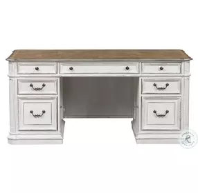 Magnolia Manor Antique White And Weathered Bark Complete Desk Set