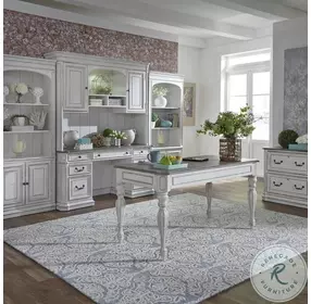 Magnolia Manor Antique White And Weathered Bark Jr Executive Credenza