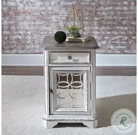 Magnolia Manor Antique White And Weathered Bark Chairside Table