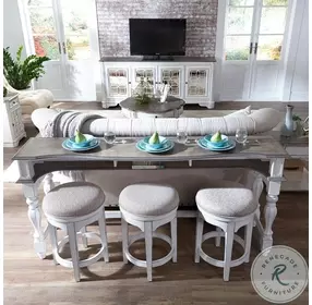 Magnolia Manor Antique White And Weathered Bark Console Swivel Stool