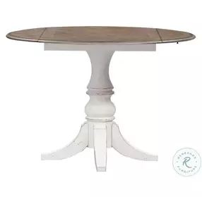 Camellia Manor Antique White And Weathered Bark Drop Leaf Dining Room Set