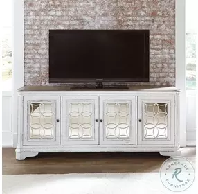 Camellia Manor Antique White And Weathered Bark 84" TV Console
