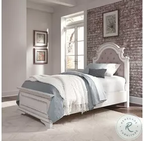 Magnolia Manor Antique White And Weathered Bark Youth Upholstered Bedroom Set