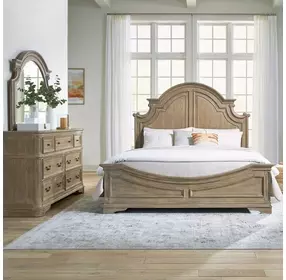 Camellia Manor Weathered Bisque 7 Drawer Dresser with Mirror
