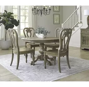 Southern Manor Weathered Bisque 5 Piece Extendable Pedestal Base Dining Set
