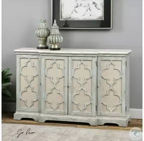 Sophie Weathered Sea Gray 4 Door Accent Cabinet