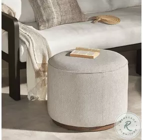 Sinclair Ramiro Ecru Outdoor Round Ottoman