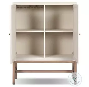 Fiona Ivory Painted Raffia 2 Door Bar Cabinet