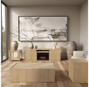 Laurel Creek Natural 78" TV Stand with Electric Fireplace