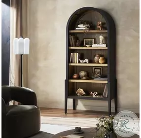 Tolle Drifted Matte Black And Oak Bookcase