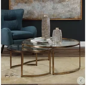 Rhea Antique Gold Leaf Cocktail Table Set of 2