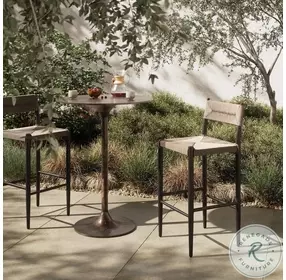 Lomas Textured Dune Outdoor Metal Bar Stool