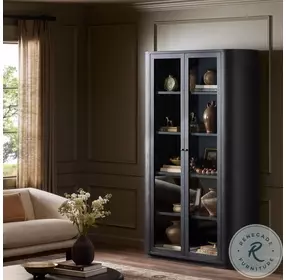Pilar Charcoal Oak Veneer 2 Glass Door Cabinet