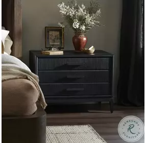 Rosenell Black Oak Veneer Closed 3 Drawer Nightstand