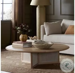 Rosenell Natural Oak Veneer Round Coffee Table