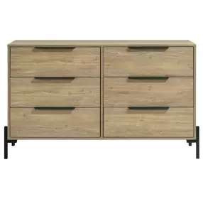 Newhall Vintage Oak Melamine 6 Drawer Dresser