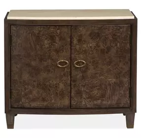 Timberlyn Espresso and Beige 2 Door Stone Top Nightstand with USB Charging