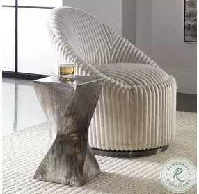 Euphrates Heavily Tarnished Silver Accent Table