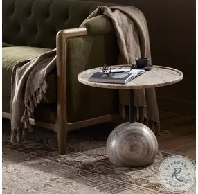 Viola Antique White Marble Round End Table