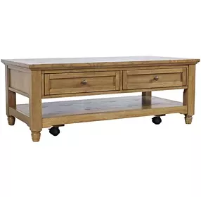 Brentwood Cascade Oak Rectangular Occasional Table Set with 2 Drawers
