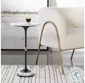 Sentry Black and White Marble End Table