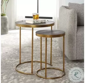 Aragon Antique Brass And Gray Nesting Table Set of 2