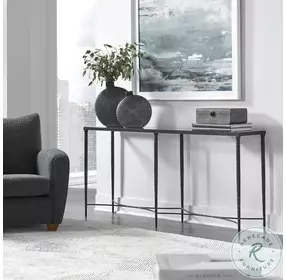 Washington Rustic Black Glass Top Console Table