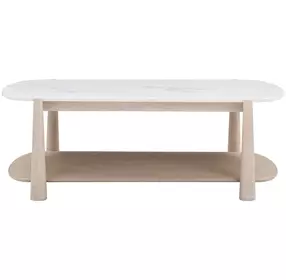 Horizons White Oak and White Marble Rectangular Occassional Table Set