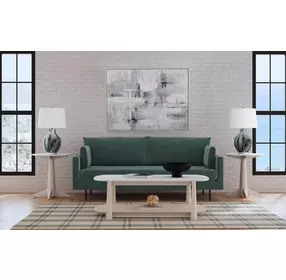 Horizons White Oak and White Marble Round End Table