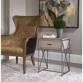 Cartwright Mushroom Gray and Brushed Pewter Side Table