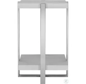 Quorin Milk White and Brushed Silver Accent Table