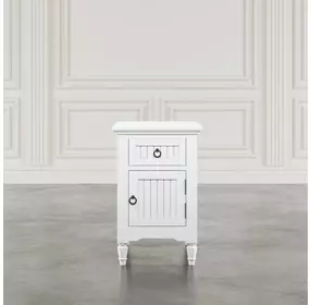 Westport White Rectangular Chairside End Table with USB Charging