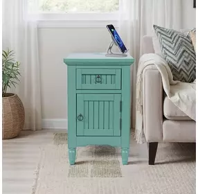 Westport Fern Green Rectangular Chairside End Table with USB Charging