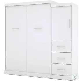 Nebula White 90" Queen Wall Bed Kit with 3-Drawer Set