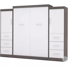 Nebula Bark Gray and White 115" Queen Wall Bed Kit