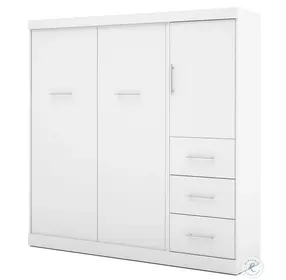 Nebula White 84" Full Wall Storage Bed with Drawer Unit