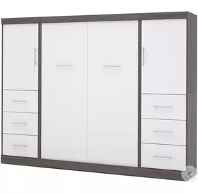 Nebula Bark Gray and White 109" Full Wall Bed Kit
