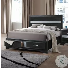 Naima Black Queen Panel Bed with Storage