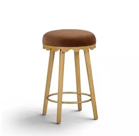 Oodle Bronze Performance Vegan Mohair Upholstered Counter Height Stool